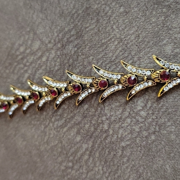 Antique Art Nouveau Crystal Fishtail Tennis Bracelet - Picture 6 of 11